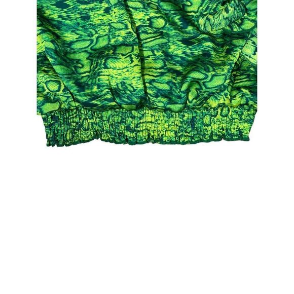 CHARLOTTE Russe | Women's 1-Sleeve Blouse Top Green Yellow Serpent Print - Picture 3 of 6